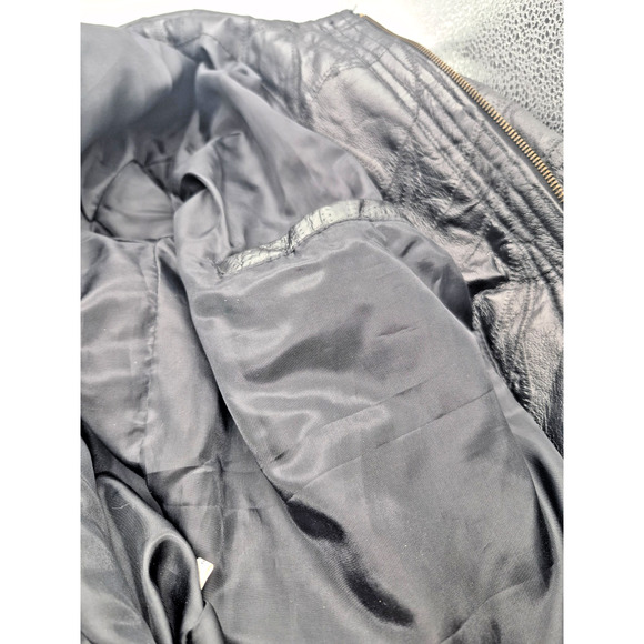 Biker Jacket Punk Rocker Snap Black Coat Size Large Snap & Zipper Pockets Lined - Picture 10 of 12